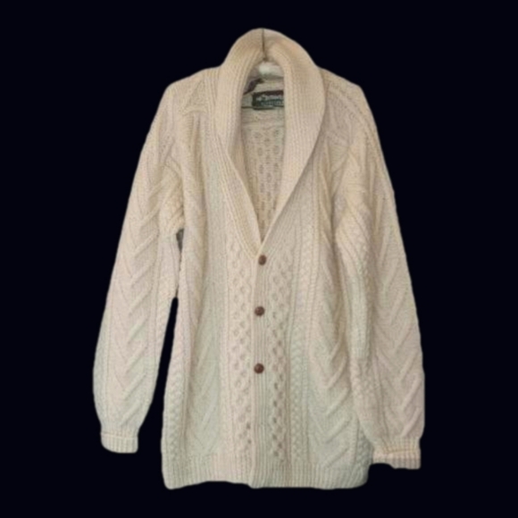 Vintage cable knit hand knit cardigan sweater Northwear Nordstrom wool L - Picture 1 of 6